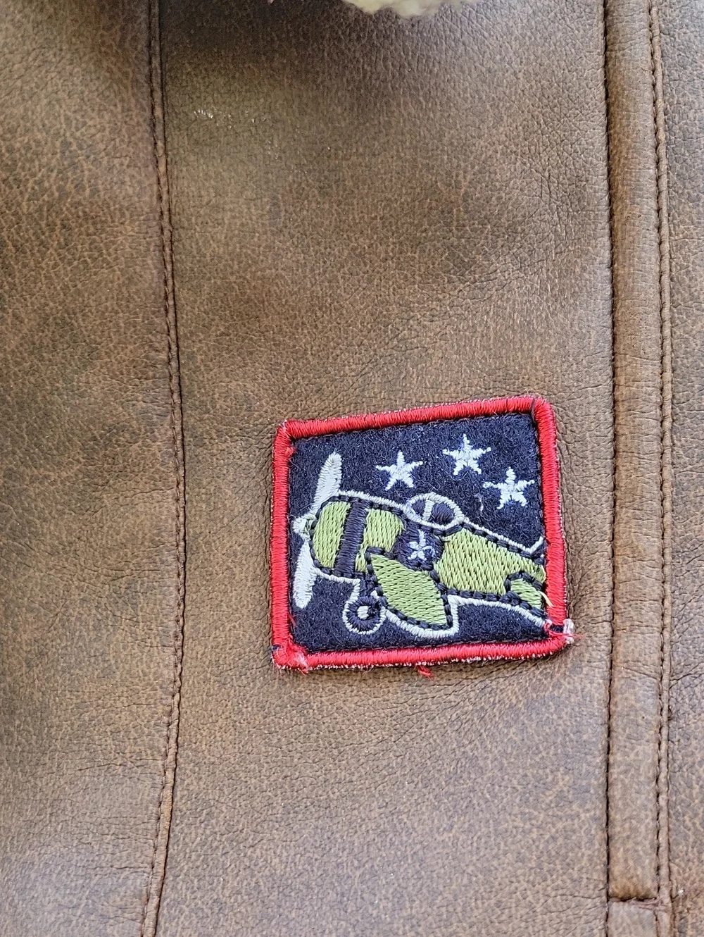 Sesame Street Kids Brown Aviator Jacket with Cream Sherpa Collar Zip Front Sz 2T
